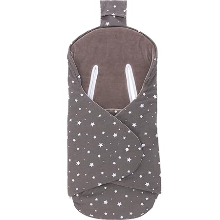 Baby Einschlagdecke für Babyschale/Kinderwagen (100% Baumwoll-Jersey) (Sterne Dunkelgrau)