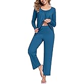 SRWERES Pajama Sets for Women, Fall Long Sleeve 2 Piece Lounge Sleepwear Ladies Pjs Set with Pockets