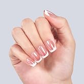 TOMICCA Press On Nails, White French Tip Short Almond, 32Pcs Fake Nails | 16 Sizes 3+ Weeks Wear, 10-Minute Quick Application, Easy Removal, Reusable Complete All-in-One Kit, Salon-Quality at Home