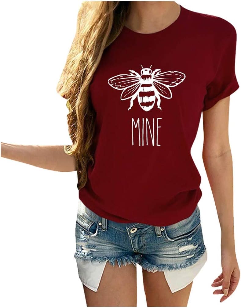 Heart Shirt Top Womens Valentine's Day T Shirt Short Sleeve Mother's Day Graphic Print Tee