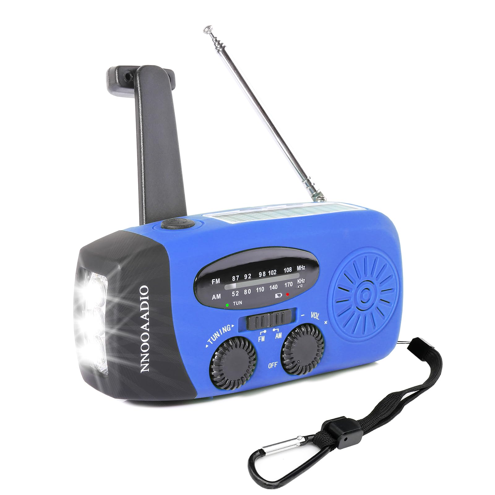 Wind Up Radio, Solar Crank Powered Emergency AM/FM Weather Radio, with 2000mAh Rechargeable USB Phone Charger, SOS Alarm, Bright Handheld Flashlight, use for Household and Outdoor Activities