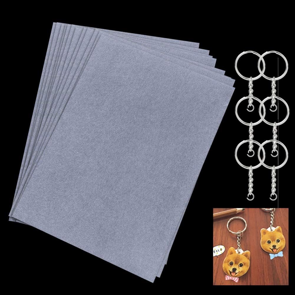 Shrink Film/Plastic Shrink Sheet with Key Chian Ring for Printing/DIY/Hand Craft/Badges and Jewelry/Pendants