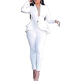 Salimdy Sexy 2 Piece Outfits for Women Long Sleeve Solid Blazer with Pants Casual Elegant Business Suit Sets
