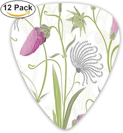 Flourishing Flower Buds In Foliage Summer Season Blooms Elegance Pattern Guitar Picks 12 Pack Amazon De Musikinstrumente
