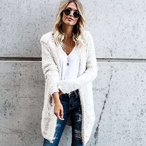 Women's Hooded Cardigan,Toponly Womens Fall Spring Long Sleeve Cardigan Loose Sweater Hoodies Coat Casual Jumper Polyester (White, M)