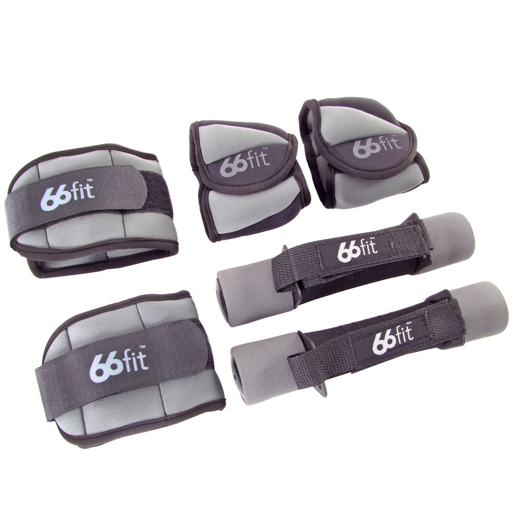 66fitAnkle/Wrist and Dumbbell Weight Set 6 Pieces -Green/Black