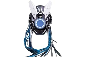 OYDL Halloween Cosplay Helmet Mask for Men, Futuristic Tech Punk Mask with LED Light, for Cyberpunk Mask Cosplay Role Play