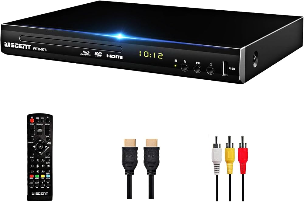 WISCENT Blu Ray Player Full HD 1080p Region B/2 USB HDMI AV Output