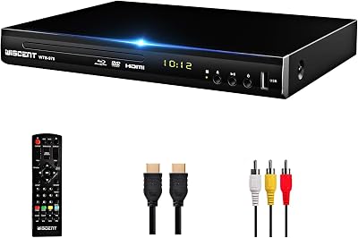 WISCENT Blu Ray Player Full HD 1080p Region B/2 USB HDMI AV Output