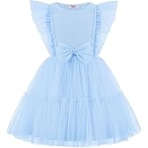 Arshiner Toddler Tutu Dress Girls Tulle Ruffle Bowknot Dresses Summer Wedding Birthday Party Formal Princess Dress 2-6T
