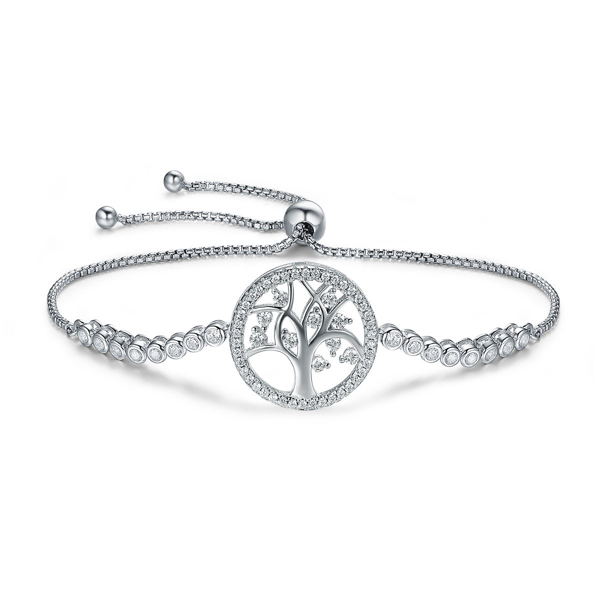 NewL Sale 925 Sterling Silver Tree of Life Tennis Bracelet Women Adjustable Link Chain Bracelet Silver Jewelry