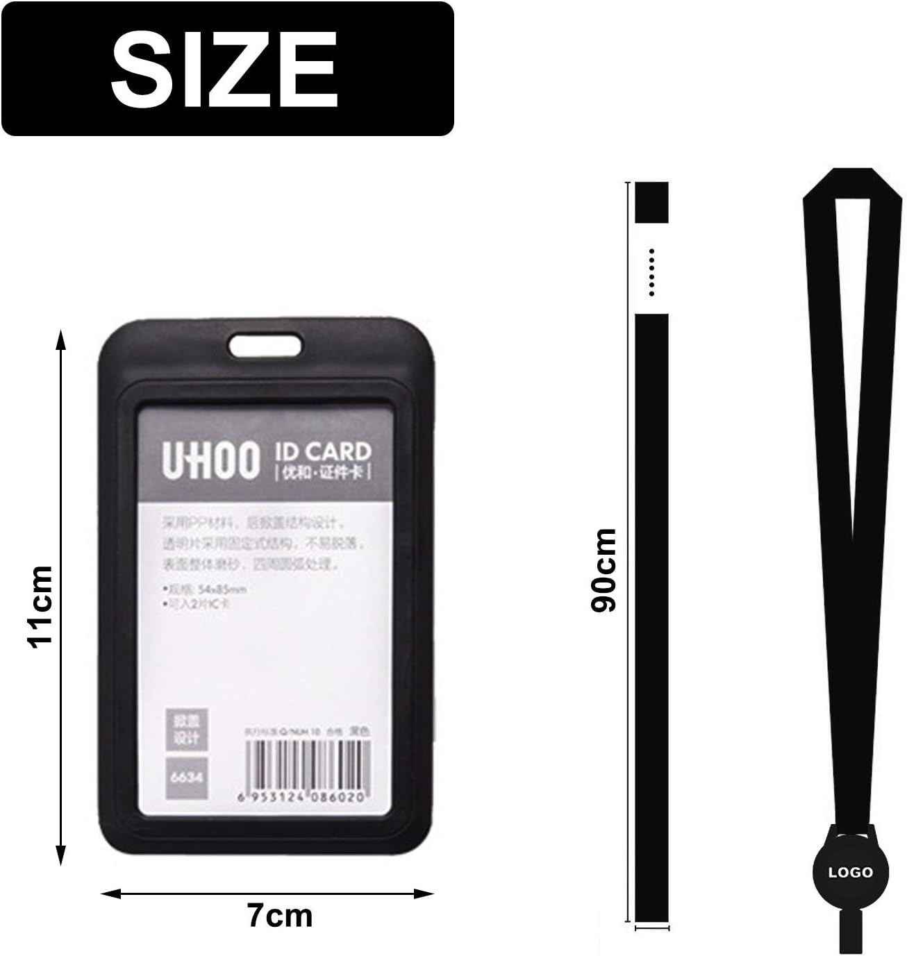 Skyzone ID Card Holder Plastic with Lanyard Neck Strap Black ID Badge Holder Retractable Lanyard and Card Holder with Integrated Yo-Yo Badge Reel for Office School Business Trip Man Woman - Image 3