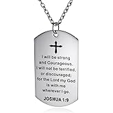 FAYERXL Christian Scripture Religious Dog Tag Necklace,Catholic Bible Verse Baptism Confirmation Sacrament Gifts