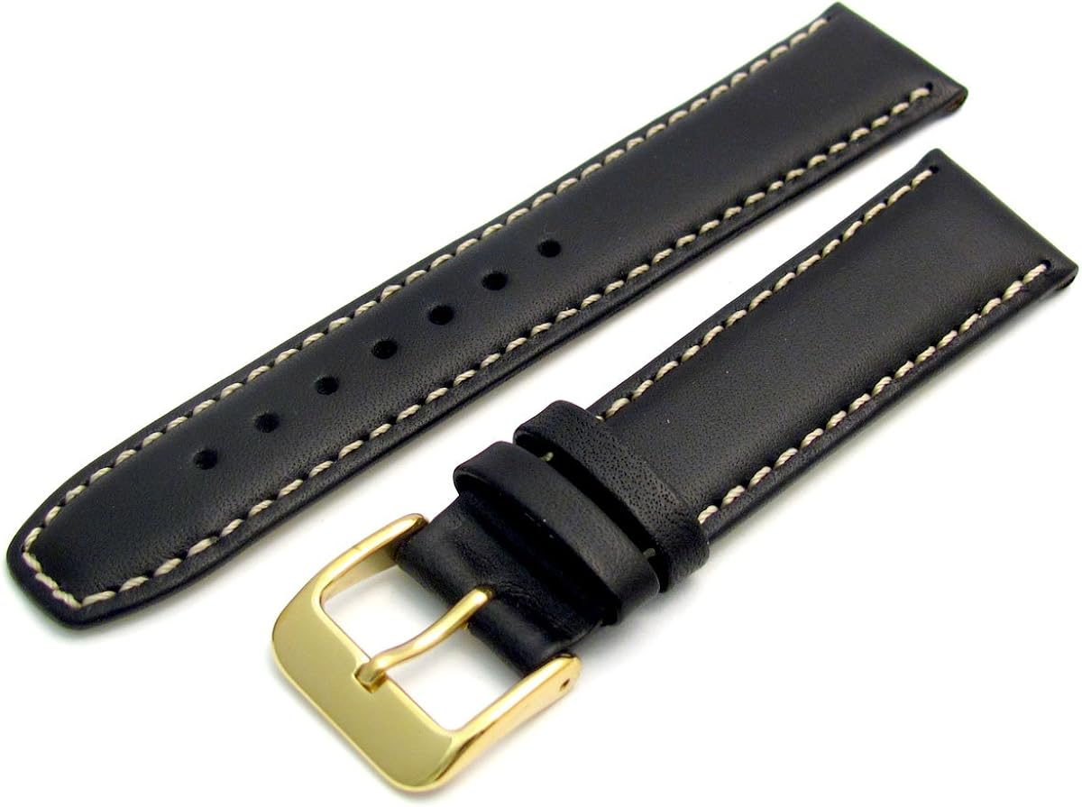 Fine Quality Condor Padded Calf Leather Watch Strap 20mm Black with