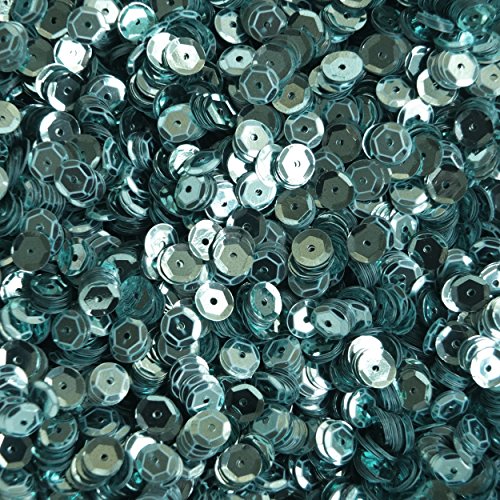 6mm Cup Round Sequins Aqua Blue Shiny Metallic. Made in USA