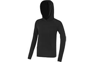 RIKUAOU Boys Rash Guard Hoodie, Kids Long Sleeve Sun Protection Hooded Shirts Youth UPF50+ Swim Fishing Water Shirt with Pocket