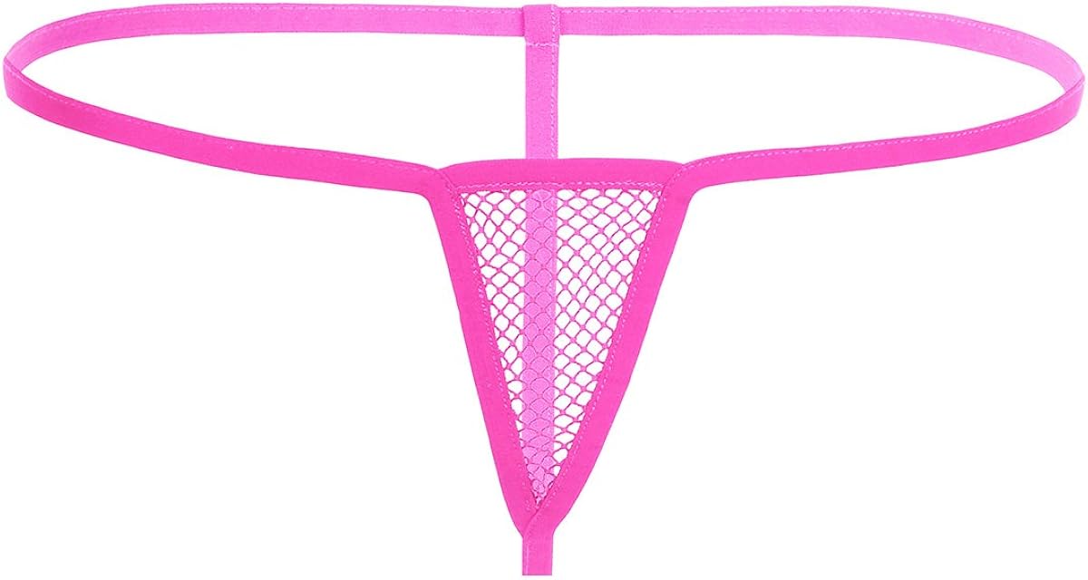 Freebily Women's Lingerie Fishnet Knickers G-string Bikini Micro Thong Underwear Rose One Size: Clothing