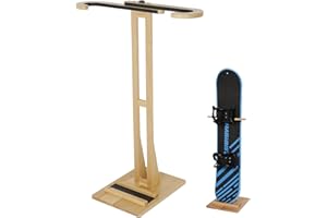 JUSTOOP Adjustable Snowboard Stand Racks, Sturdy Freestanding Snowboard Rack with Floor-Standing Design,Vertical Showcase for Home and Business, Beech Wood, 1PCS