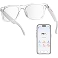 WGP Smart Glasses with AI Translation, Supports 110+ Languages, Blue Light Blocking Glasses, Voice Recorder with App, Open Ear Headphones, Bluetooth Connective for Woman&Man(White)
