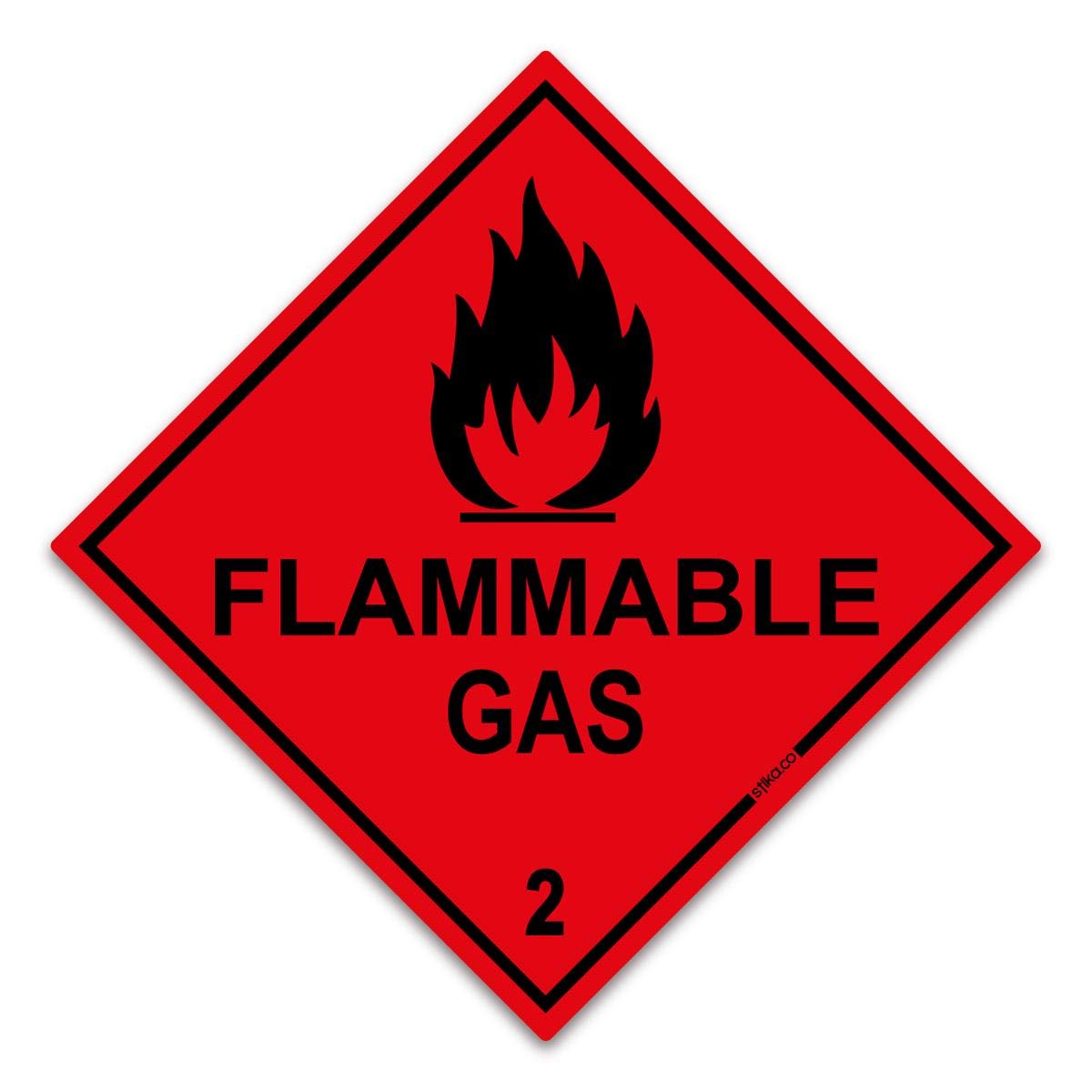 stika.co Pack of 2 HazChem Flammable Gas 2 100mm red HSE diamond vinyl safety sticker for car van