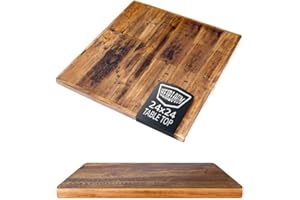 HEIRLOUM Reclaimed Wood Table Top - Rustic Recycled Wooden Piece Perfect for Signs, Counters, Kitchens, Dining and Coffee Table Tops (Straight Plank Table Top, 24" x 24")