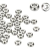 PATIKIL 4mm Spacer Beads, 50 Pcs Charm Spacer Beads Stainless Steel Loose Disc Flat Round Slider Stopper for Jewelry Making Bracelet Necklace Earrings Crafts DIY, Silver Tone