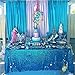 QueenDream Blue Sequin Tablecloth for Parties 60 x 102 Inch Rectangle Polyester Tablecloth for Wedding Ceremony Birthday