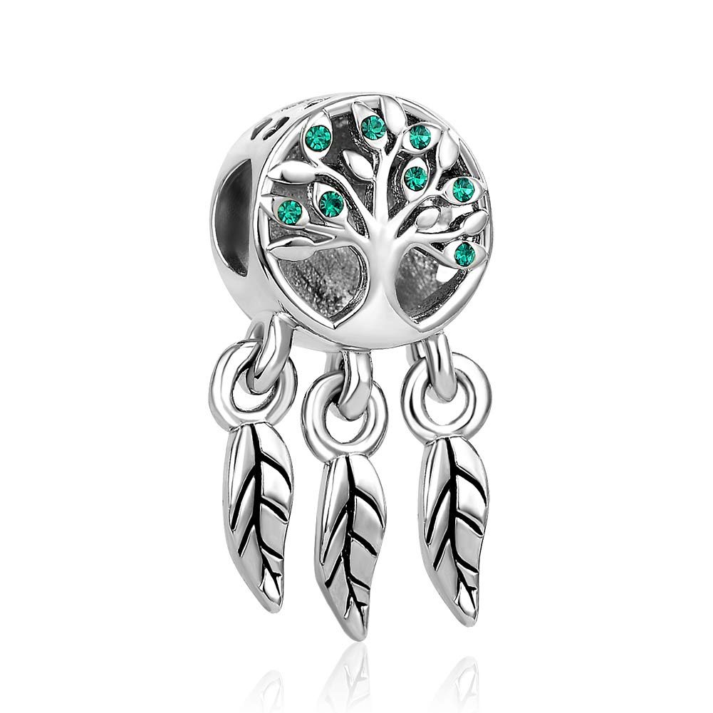 Dream Catcher Green Family Tree Dangle Charm fits Pandora Bracelet Family is Forever Birthday Jewellery Gift for Women Daughter Sister Granddaughter