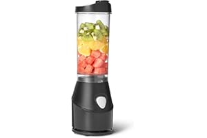�鶹�� Basics Portable Blender for Smoothies and Shakes with 250W Power,15 Oz BPA Free Travel Cup and Lid, Black