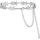 Silver Star Chain Belt Star Waist Chain Western Metal Belt Women Belly Chains for Dress and Pants