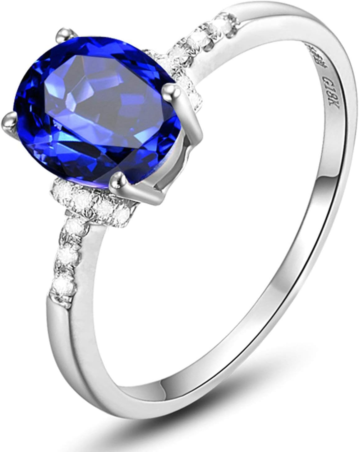 Aooaz Jewelry 18K Gold Rings for Womens Natural Blue Tanzanite Enagement Holiday Wedding Bands