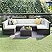 Wisteria Lane Patio Furniture Sofa Set, 5 PCS Outdoor Sectional Sofa Seating with Ottoman and Table, All Weather Grey Wicker