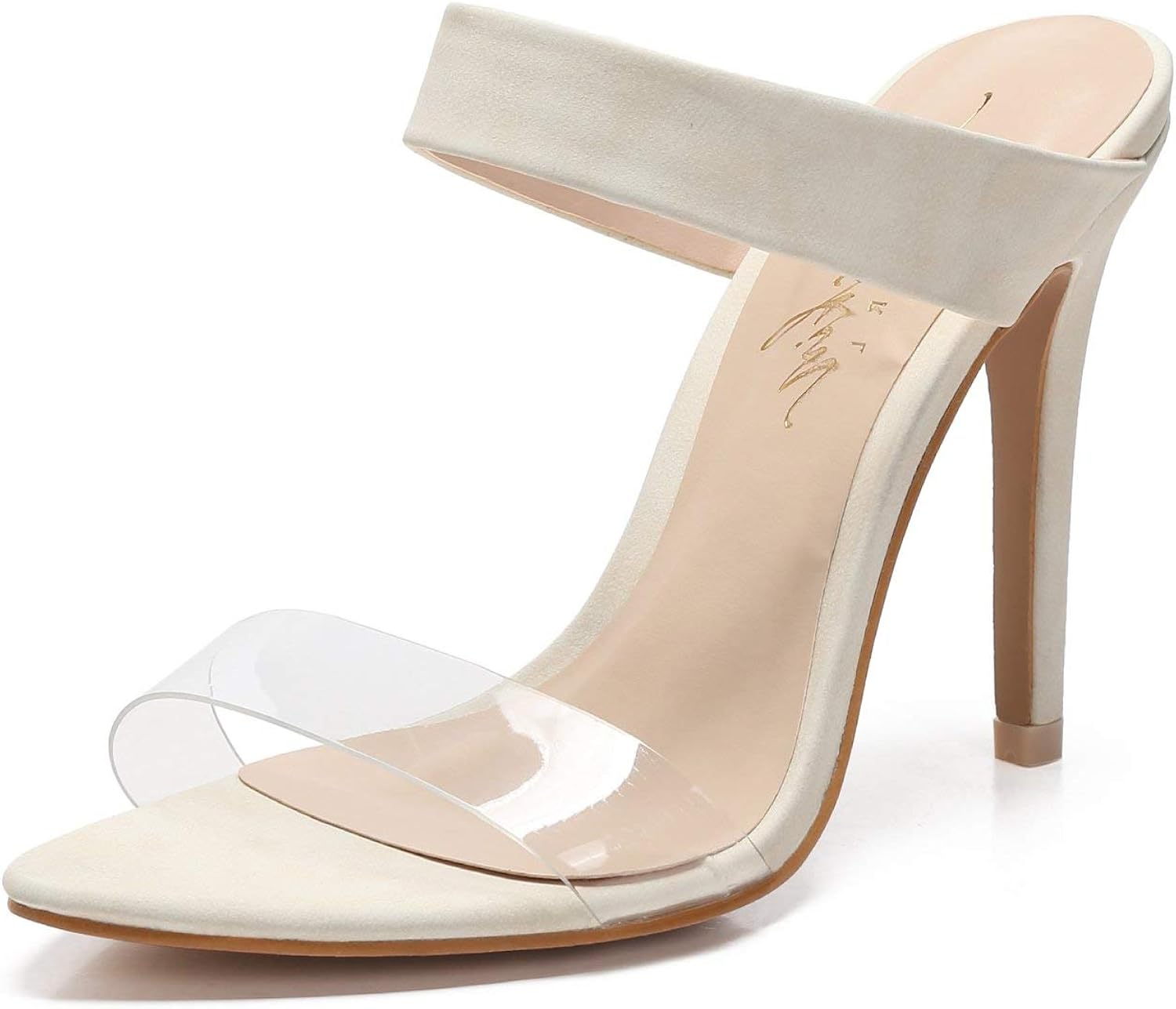 clear pointed mule heels