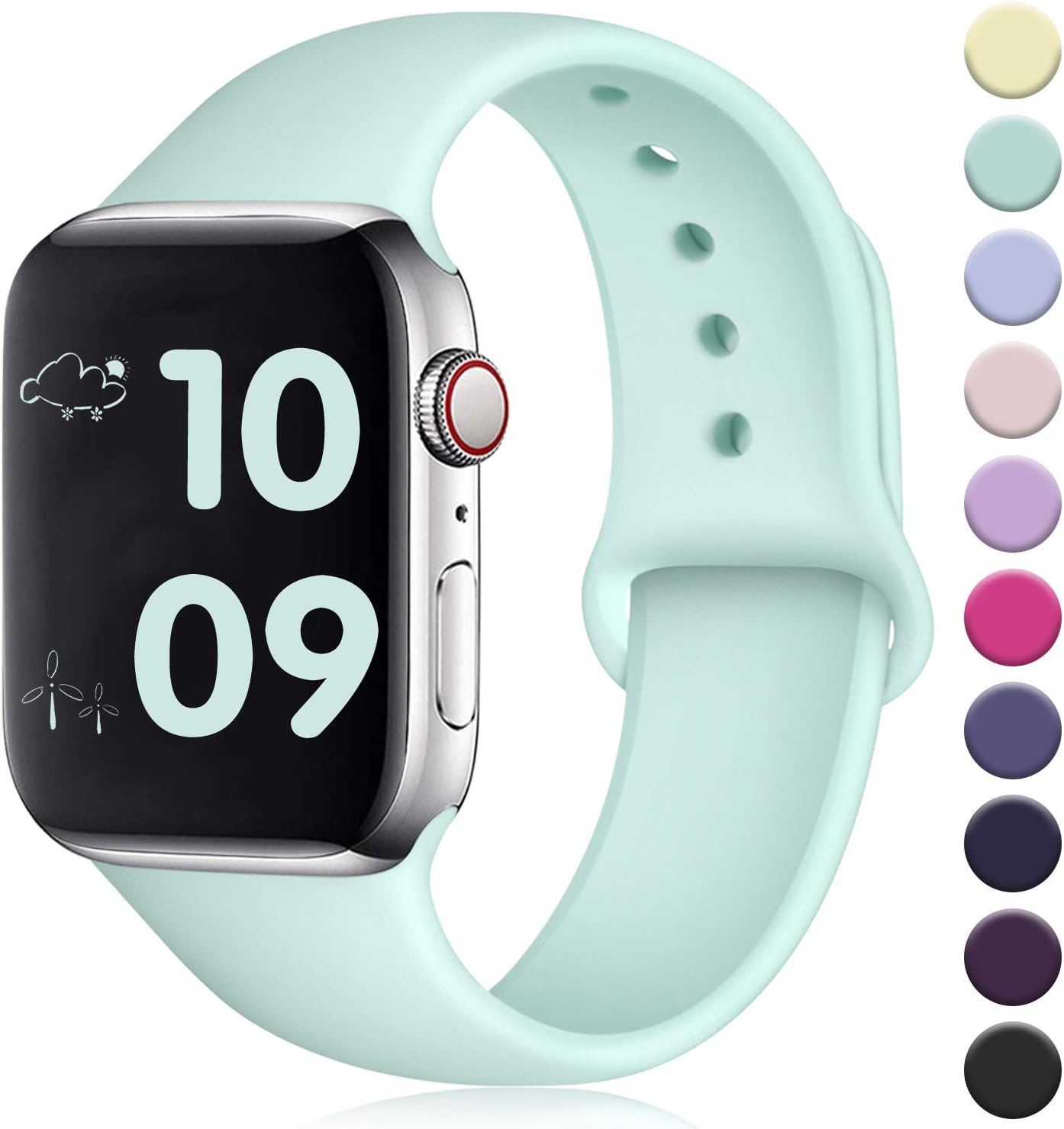 DaQin Bands Compatible with Apple Watch Band 38mm 40mm 42mm 44mm, Soft Silicone Sport Replacement Wristbands Strap for iWatch Series 5 Series 4, Series 3/2/1