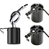 Phenolic Medium Base E26 Fixture Socket, Keyless US Standard Lamp Holder for E26 Edison Screw Bulbs with Clip,Black (Pack of 3)