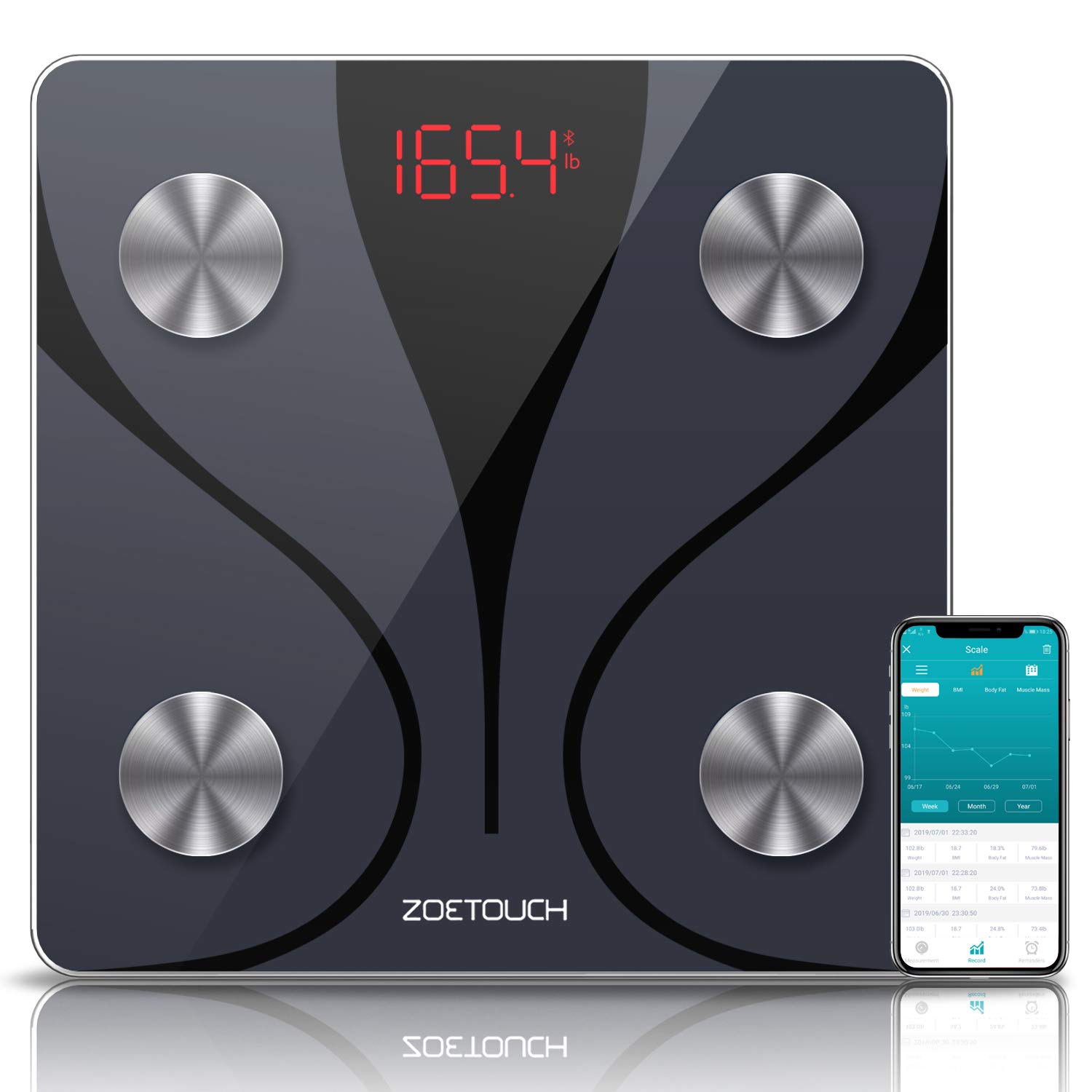 Bluetooth Digital Weight Scale with iOS & Android App Body Composition
