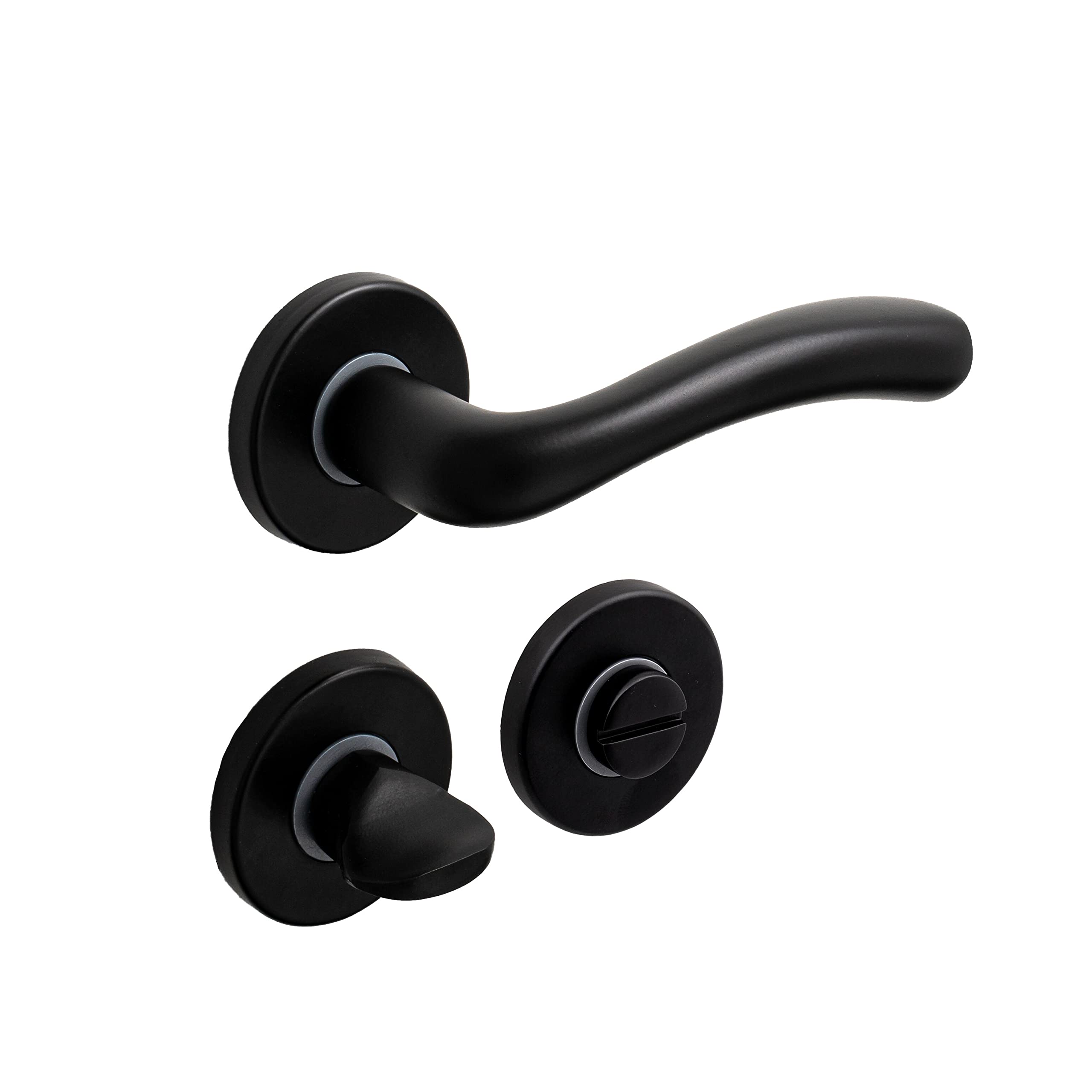Luxma Sezar Matt Black Rosas Toilet Door Handle