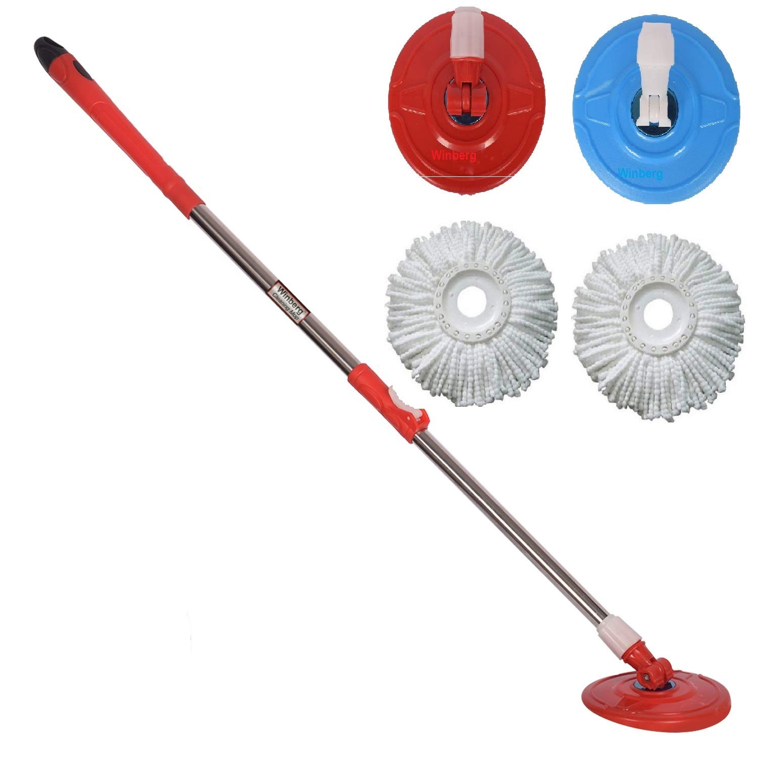 Buy Winberg ® Mop 360° Spin Mop Rod with 2 Plate/Dish and 2 White