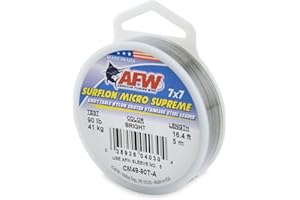 AFW American Fishing Wire Surflon Micro Supreme Nylon Coated 7x7 Stainless Steel Leader Wire - Knottable Wire Leaders for Fishing Saltwater, Fly Fishing, 13lb Test - 90lb Test, Bright, Black & Camo Colors
