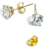 2ct Exquisite DIAMOND Solitaire Stud Earrings for women SOLID GOLD 18K Yellow Gold Lab diamond Ladies HANDMADE Jewelry Earring DIAMOND Stud Valentines gift for her Ladies Birthday gift Idea her 6.5mm