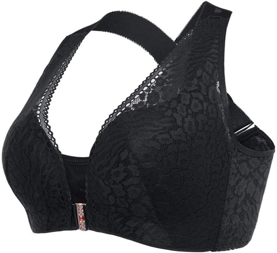 Women's Front Closure Extra-Elastic Large Criss Cross Wide Band Shaping Posture Lift Bra