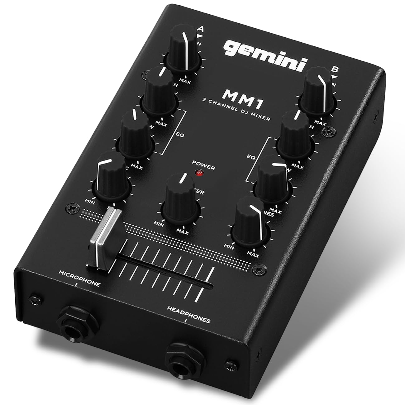 Gemini MM1 2-Channel Compact Pocket Sized DJ Mixer (Black)