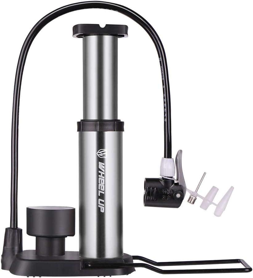 LETTON Bike Pump - Portable Floor Pump with Gauge Foot Activated Aluminum Alloy Bicycle Air Pump Compatible with Presta & Schrader Valves and Sports Balls,160PSI, Golden
