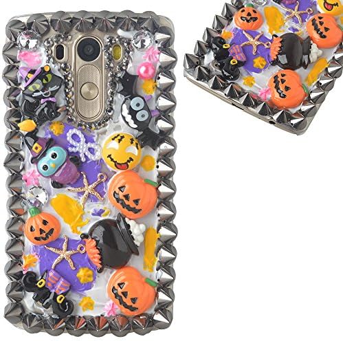 Halloween Theme Phone Case for LG Stylus 2 Plus,Yaheeda 3D Handmade Rivets Pumpkin Demon Cartoon Design Clear Cellphone Cover