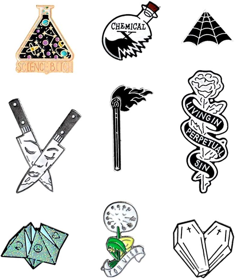 TOVE 9 Pcs Brooches, Creative Enamel Brooches Pins Set Denim Collar Badge for Clothes Bags Brooches Decorations