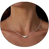 VIROMY Dainty Pearl Choker Necklace for Women 14K Gold Plated Pearl Necklaces Simple Trendy Everyday Jewelry