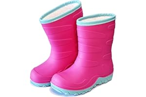 Toddler Winter Rain Boots, Waterproof Kids Snow Boots Fleece Lined Cozy Insulated Boot for Boys Girls