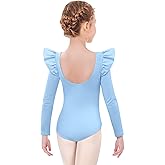 Arshiner Ruffle Long Sleeve Leotard for Girls Ballet Leotards Low Back Gymnastic Dance Outfits for Toddler