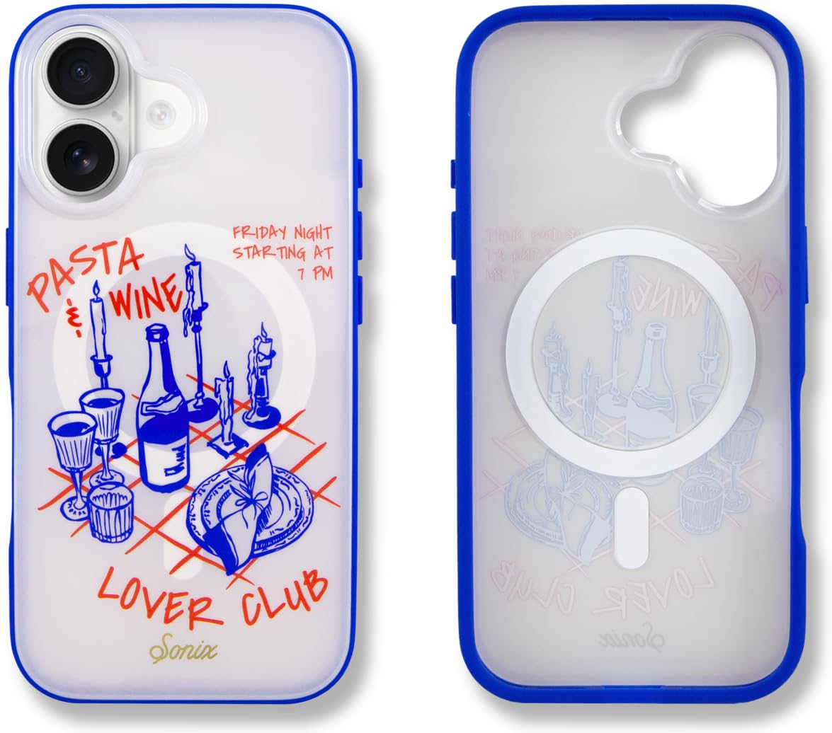 Sonix Cases for iPhone 16 | 10ft Drop Tested | Compatible with Magsafe | Pasta & Wine Image