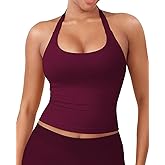 YEOREO SoftHue Women's Impact Halter Tank Top Longline Backless Scoop Neck Built-in Bra Sports Workout Gym Crop Top